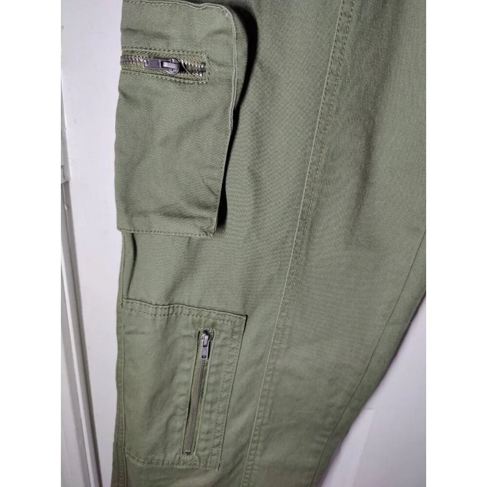 Cali 1850 Juniors Olive Green Cargo Zippered-Pocket Straight Leg‎ Pants 7 NWT - Picture 4 of 8